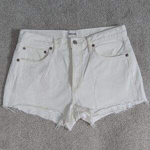 Agolde White Distressed Jean Shorts Cut-Off Style